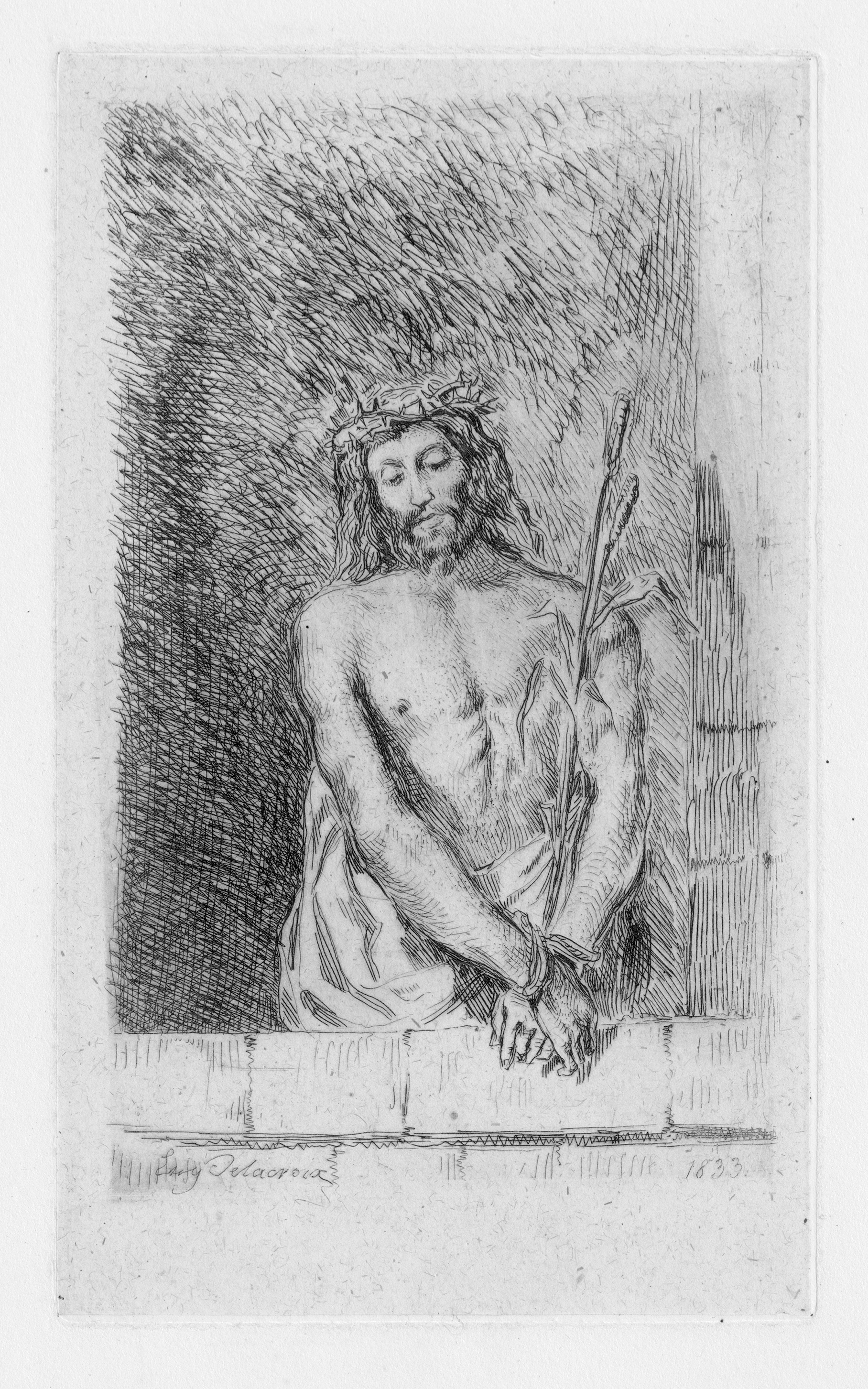 40 Delacroix Etching Christ with a Crown of Thorns