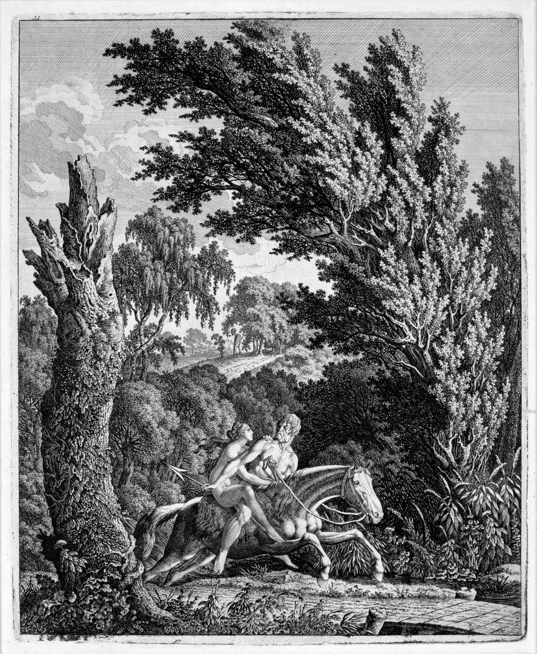 Kolbe_print Satyr on Horseback, Abducting a Nymph