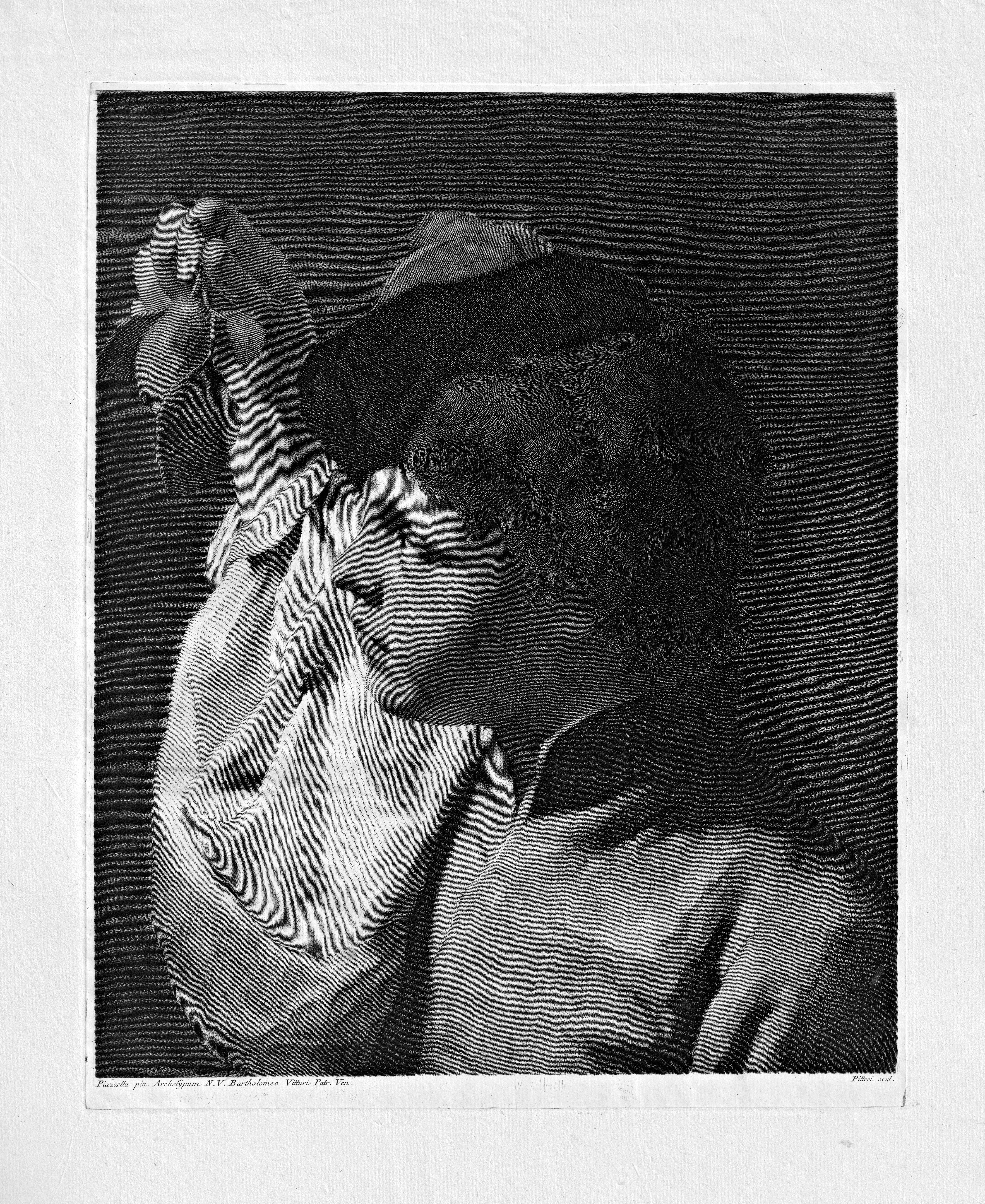 Pitteri_print Profile Portrait of a Boy Holding a Lemon Aloft